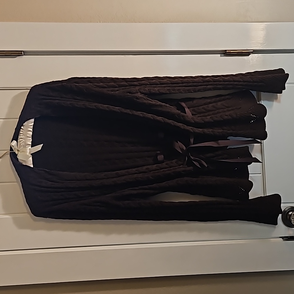 Chaps brown ribbon ties cardigan